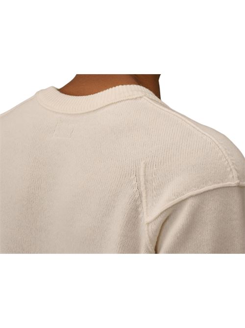 Maglione da uomo in misto lana riciclata, girocollo, colore off white melange C.P. COMPANY | KN707A110149AM13